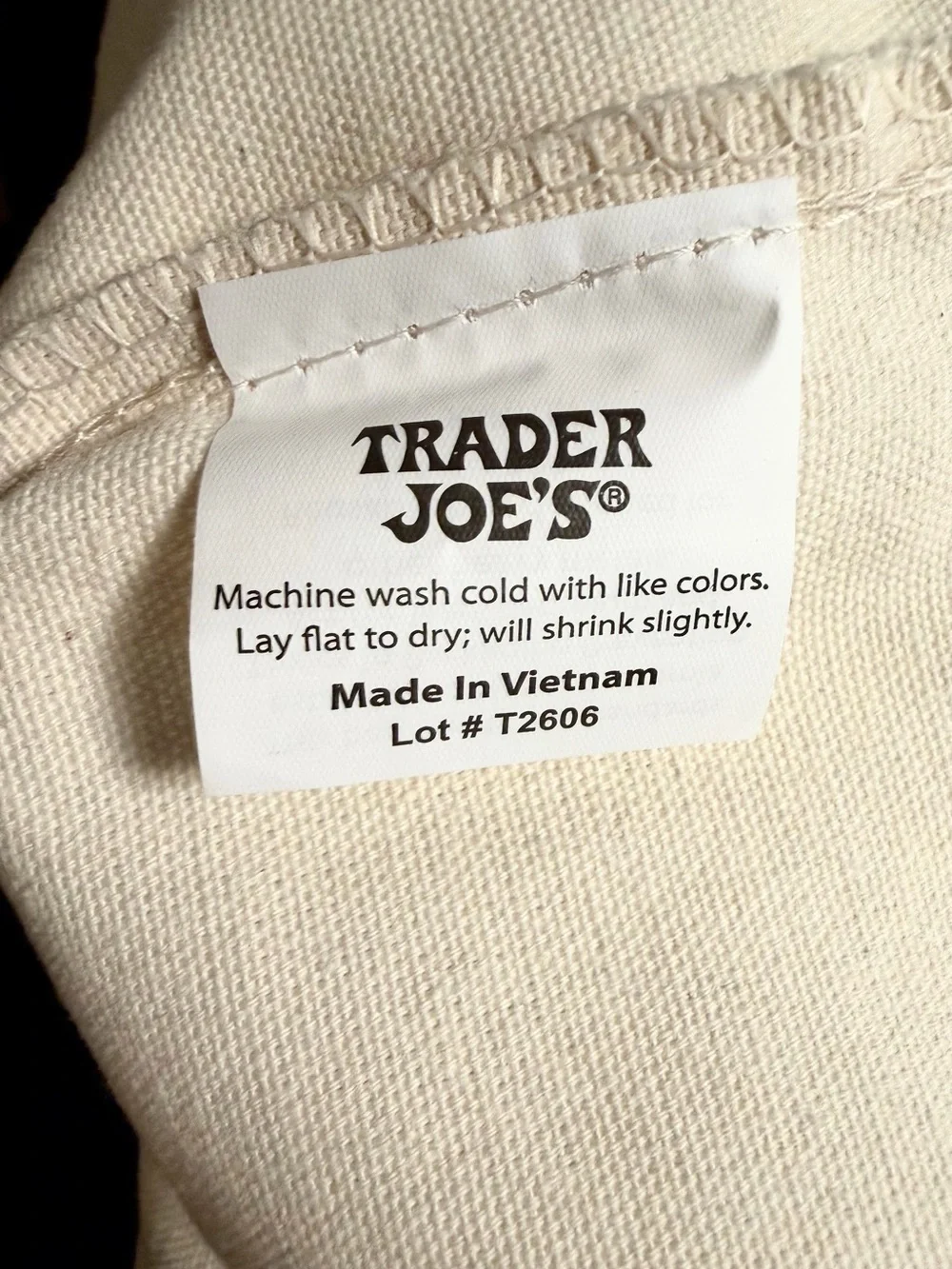 Trader Joe's NWT Large Original canvas tote -Cream & Navy